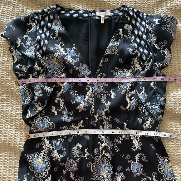 Rebecca Taylor Silk Black Paisley Ruffle Flutter Sleeve‎ Dress 10 - Picture 4 of 9